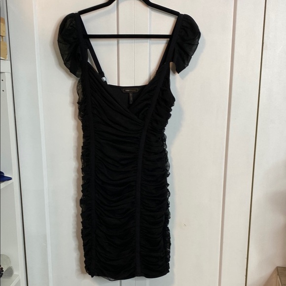 BCBG MazAzria | Black cap Sleeved Ruched Mini Cocktail Dress - Medium - Picture 1 of 8